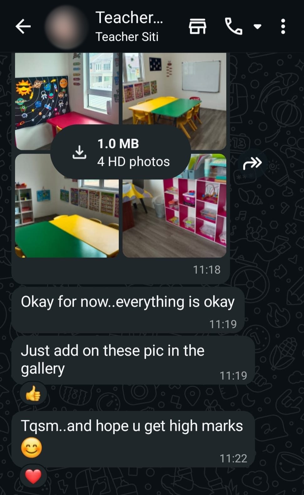 WhatsApp exchange with the founder reviewing the site
